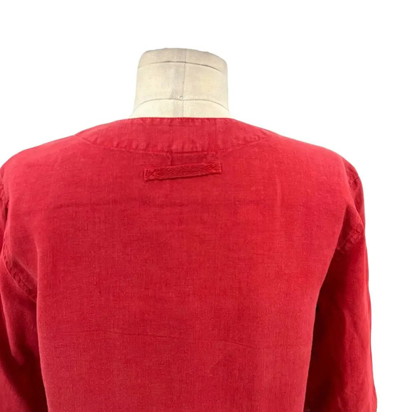 TOAST Shirt Red Natural Linen V-Neck Half Sleeve Top Size XS - Picture 7 of 10